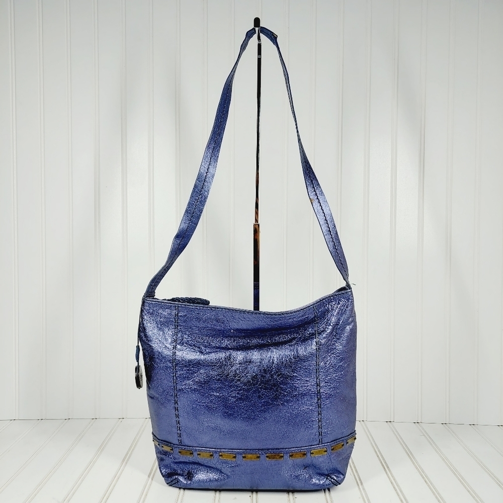 Metallic Blue Women’s Shoulder Bag - Picture 6 of 16